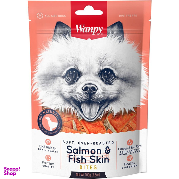 تشویقی سگ ونپی مدل Salmon & Fish Skin Bites وزن 100 گرم