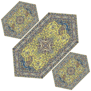 ست 3 تکه رومیزی ترمه حسینی مدل مهستان کد 5102