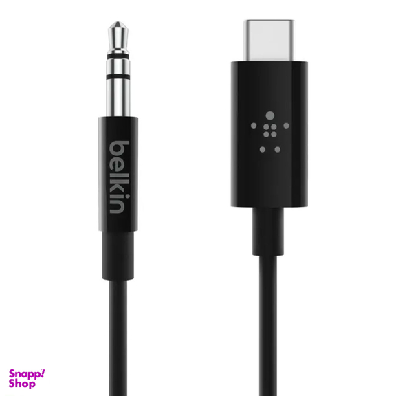 کابل تبدیل AUX 3٫5 به USB-C بلکین مدل F7U079bt03-BLK طول 0٫9 متر