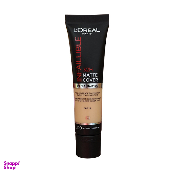 کرم پودر لورآل مدل Infaillible 32H Matte Cover شماره 200 حجم 30 میلی لیتر