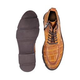 نیم بوت مردانه نوین چرم مدل 7027 MS3222 رنگ عسلی