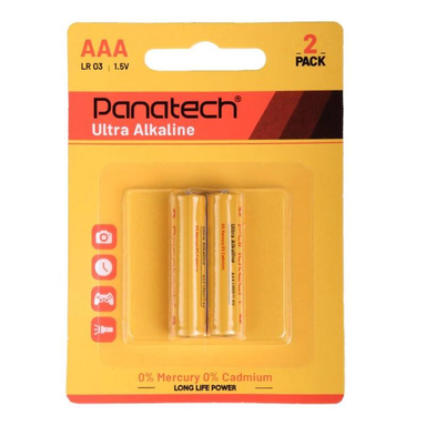 باتری نیم قلمی AAA پاناتک مدل Ultra Alkaline بسته 2 عددی