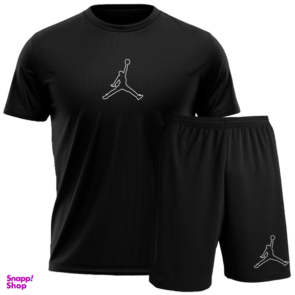 تیشرت شلوارک اسپرت مردانه آلفامد کد TSH07 رنگ مشکی