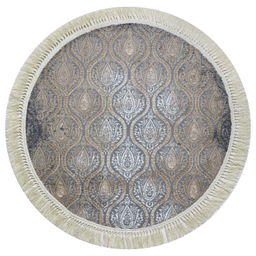 فرش گرد طرح درباری رنگ زمینه طوسی