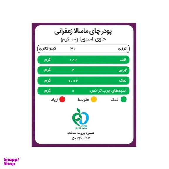 چای ماسالا زعفرانی پپتینا بسته ۱۰ عددی