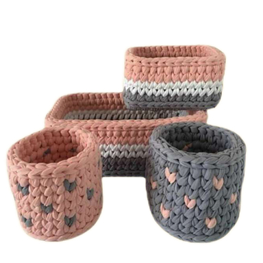 ست سبد قلاب بافی تریکو کد 2 مجموعه 4 عددی