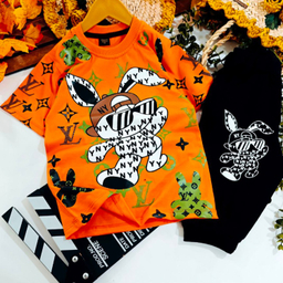 ست تیشرت و شلوارک مدل ال وی رنگ نارنجی