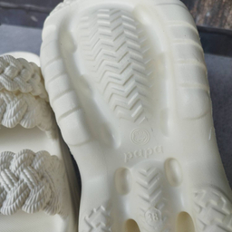 صندل زنانه پاپا مدل بافت دار نصر کد 128519 رنگ سفید شیری