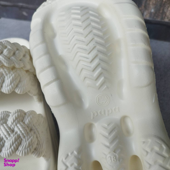 صندل زنانه پاپا مدل بافت دار نصر کد 128519 رنگ سفید شیری