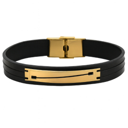 دستبند چرم و طلا 750 عیار مردانه کد 4352