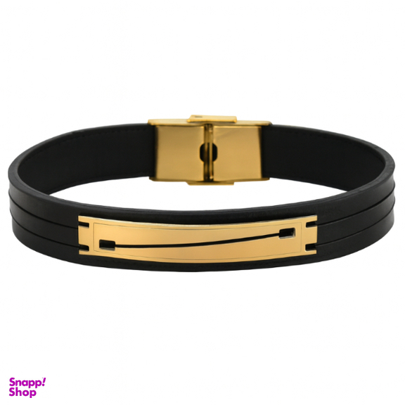 دستبند چرم و طلا 750 عیار مردانه کد 4352