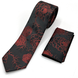 ست کراوات و دستمال جیب مردانه طرح لوییس کاوالی طرح گل کد 338