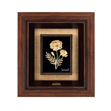 تابلو ورق طلا الون طرح گل همیشه بهار