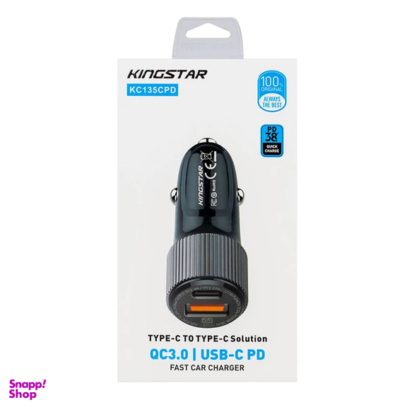 شارژر فندکی 38 وات کینگ استار مدل KC135C PD به همراه کابل USB-C