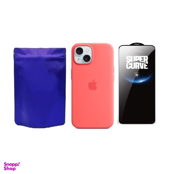 کاور گوشی موبایل مدل M-B Silicon مناسب اپل iPhone 15 به همراه محافظ صفحه نمایش Super Curve