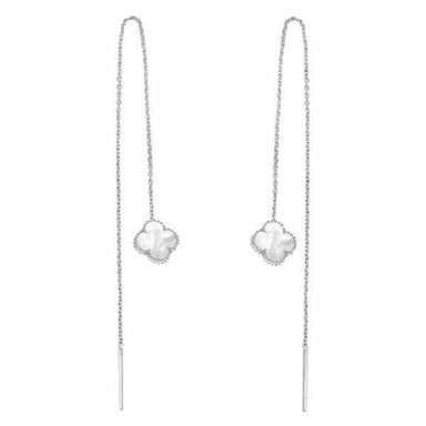 گوشواره نقره زنانه مدل ونکلیف سفید صدفی کد 138