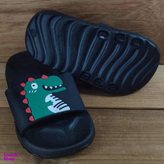 دمپایی بچگانه زیتون مدل داینو تا به تا کد 131410 رنگ مشکی