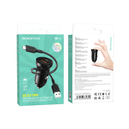 شارژر فندکی بروفون مدل BZ18 QC3.0 18W به همراه کابل تبدیل MicroUSB