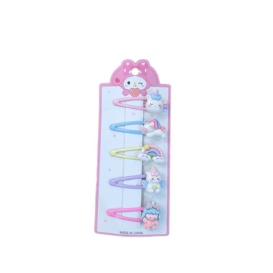 گیره مو زنانه طرح یونیکورن کد 0987 مجموعه 5 عددی