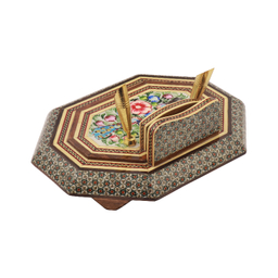 جاقلمی خاتم کاری طرح گل و مرغ کد 01