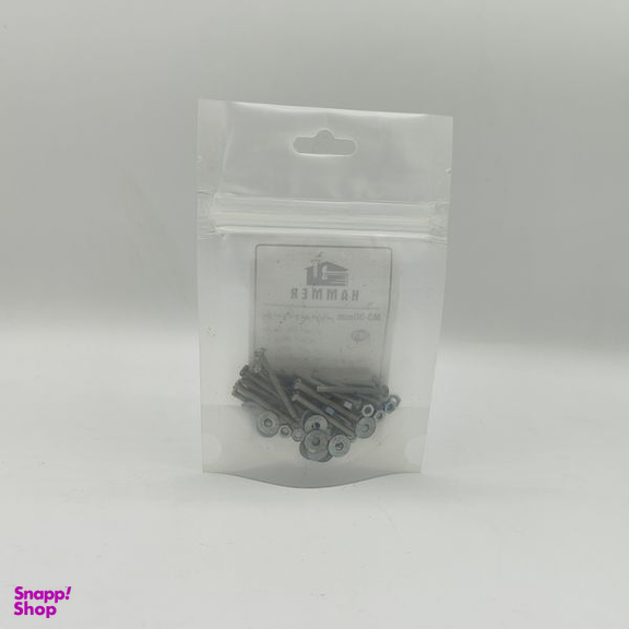 پیچ و مهره و واشر هامر مدل استوانه کد M3-30mm بسته 75 عددی