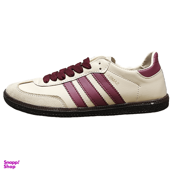 کتانی زنانه طرح آدیداس مدل سامبا کد 1211 رنگ کرم زرشکی