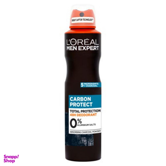 اسپری ضد تعریق مردانه لورآل مدل Carbon Protect Charcoal حجم 200 میلی لیتر
