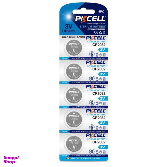 باتری سکه ای پی‌ کی سل مدل CR2032 3V Lithium Manganese بسته 5 عددی