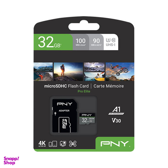 کارت حافظه microSDHC پی ان وای مدل PRO ELITE کلاس 10 استاندارد UHS-I U1 ظرفیت 32 گیگابایت به همراه آداپتور SD