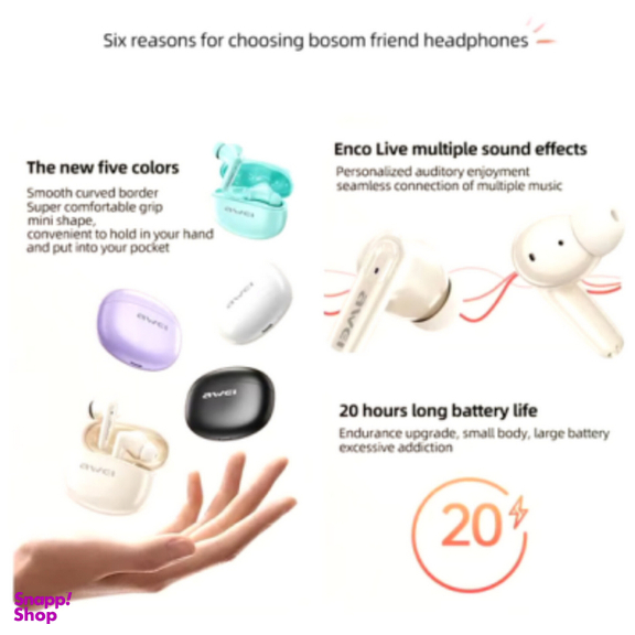 ایرفون بی سیم بلوتوثی اوی مدل Awei T90 ENC