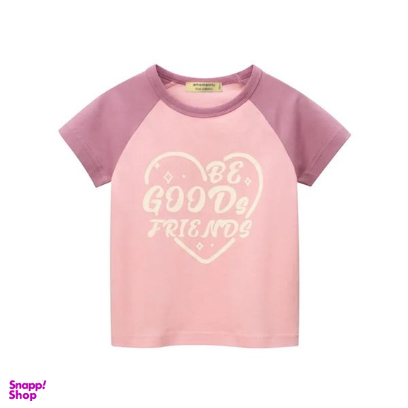 تی شرت آستین کوتاه دخترانه هومنیتی مدل WYKGTSHT9518-DKPNK