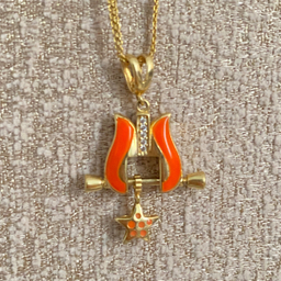 آویز گردنبند طلا 18 عیار زنانه طرح لاله و ستاره مدل دو رو کد 4149