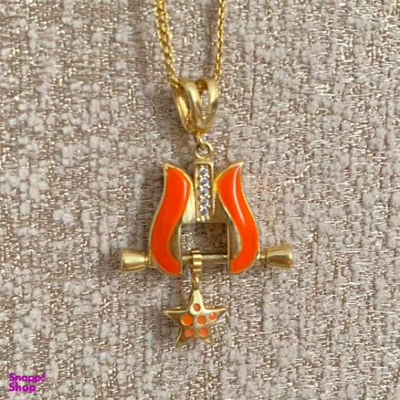 آویز گردنبند طلا 18 عیار زنانه طرح لاله و ستاره مدل دو رو کد 4149