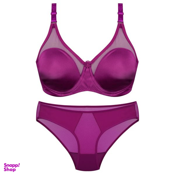 ست شورت و سوتین زنانه پانیذ مدل ساتن فنردار کد 4649 رنگ سرخابی