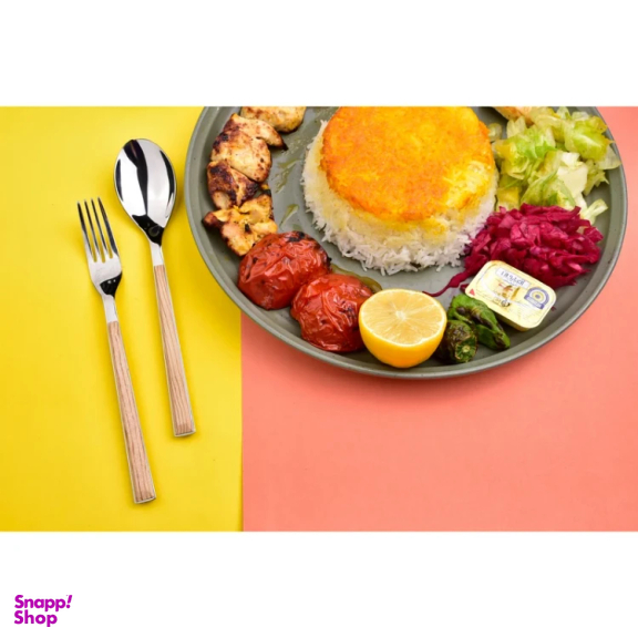 ست قاشق و چنگال 12 پارچه سی اند اس طرح چوبی