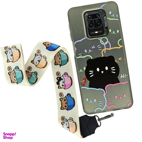 کاور گوشی موبایل سوکول مدل گربه کد پیشی مناسب برای شیائومی Redmi Note 9S / 9 Pro به همراه بند آویز