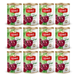 کمپوت گیلاس شهدین وزن 370 گرم بسته 12 عددی