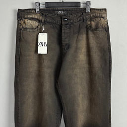 شلوار بگ سایز بزرگ طرح ZARA کد 3287 رنگ زغالی قهوه ای