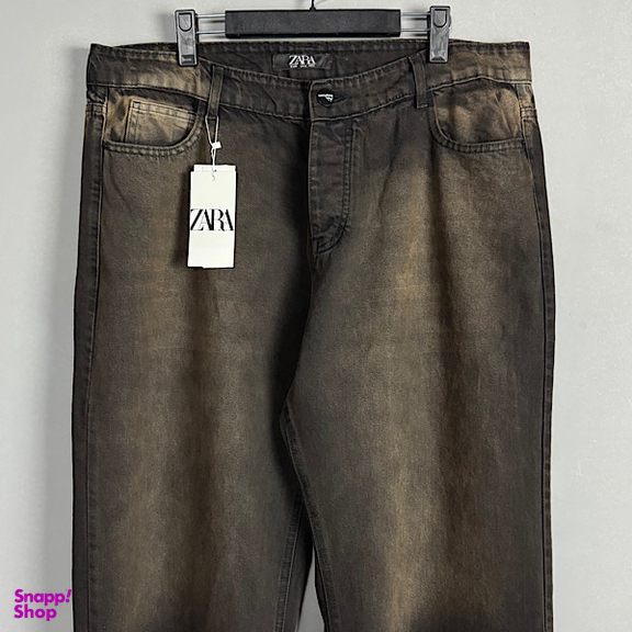 شلوار بگ سایز بزرگ طرح ZARA کد 3287 رنگ زغالی قهوه ای