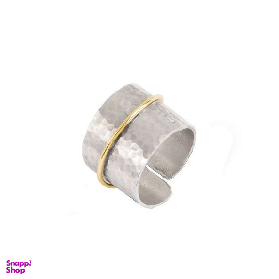 انگشتر طلا 18 عیار و نقره زنانه اپال گلد کد 039 با تزئین نوار طلای 18 عیار 0.25 گرم