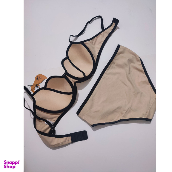 ست شورت و سوتین زنانه مدل میسا کد 9020 طرح ونا رنگ کرم