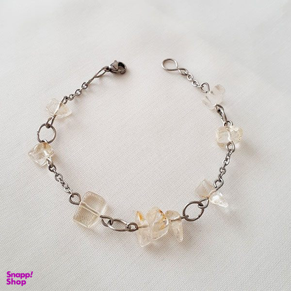 دستبند دستساز زنانه با سنگ سیترین طرح نقره ی 1