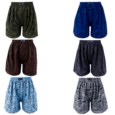 شورت مردانه آرال مدل پادار طرح روزنامه ای کد P700 بسته 6 عددی