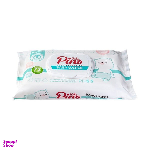 دستمال مرطوب کودک پینو بیبی حاوی عصاره آلوئه ورا بسته 72 عددی