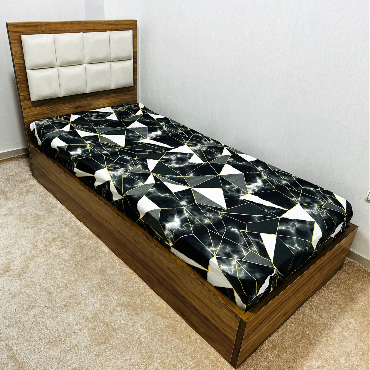 ملحفه ناتوسا مدل کشدار هندسی یک نفره سایز 120×200 سانتی متر