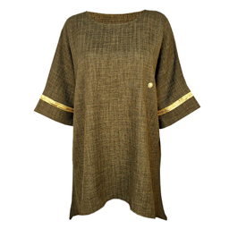 تونیک آستین سه ربع زنانه مدل شانتون کد 912 رنگ سبز زیتونی