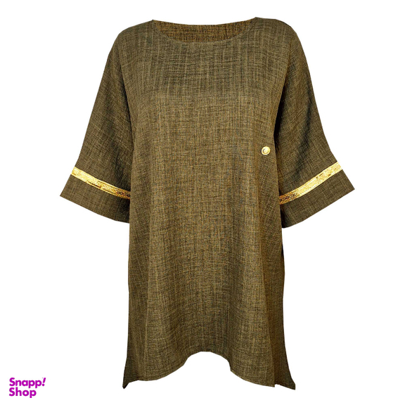 تونیک آستین سه ربع زنانه مدل شانتون کد 912 رنگ سبز زیتونی