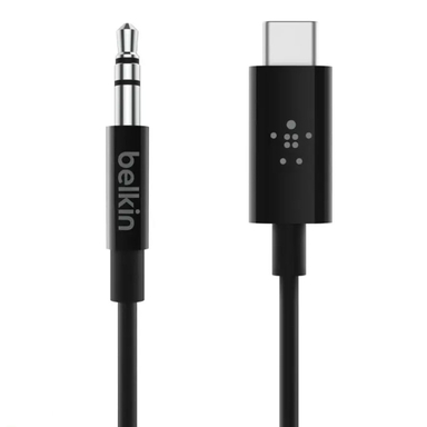 کابل تبدیل AUX 3٫5 به USB-C بلکین مدل F7U079bt03-BLK طول 0٫9 متر