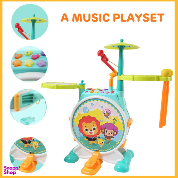 اسباب بازی موزیکال هولی تویز جاز و درام بزرگ مدل 3130 Dimple Electric Big Toy Drum Set for Kids