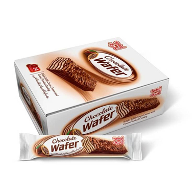 ویفر روکش شکلات کرم کاکائو نادری بسته ۲۴ عددی